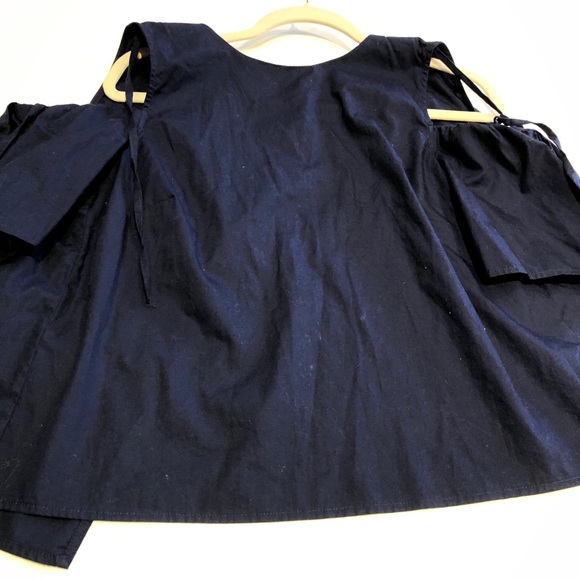 Design Lab navy blue open shoulders top Sz S - Picture 1 of 6